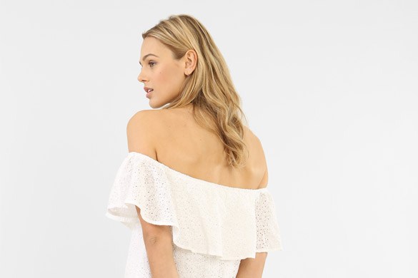 Robe dentelle col bardot, Pimkie