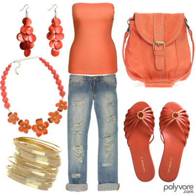 Jean boyfriend - Look Orange