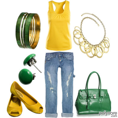Jean boyfriend - Look Jaune/Vert