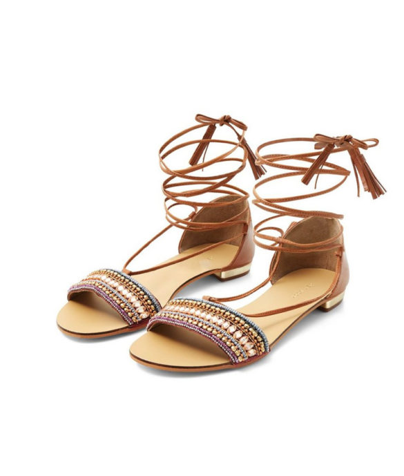 Nu-pieds en cuir à lacets et perles, New Look