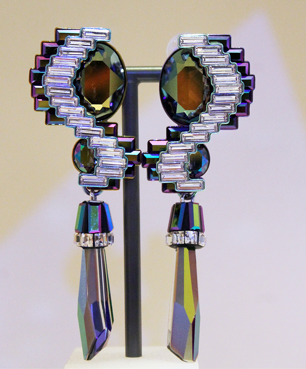 swarovski cystal galaxy fluorescent boucles doreilles clip